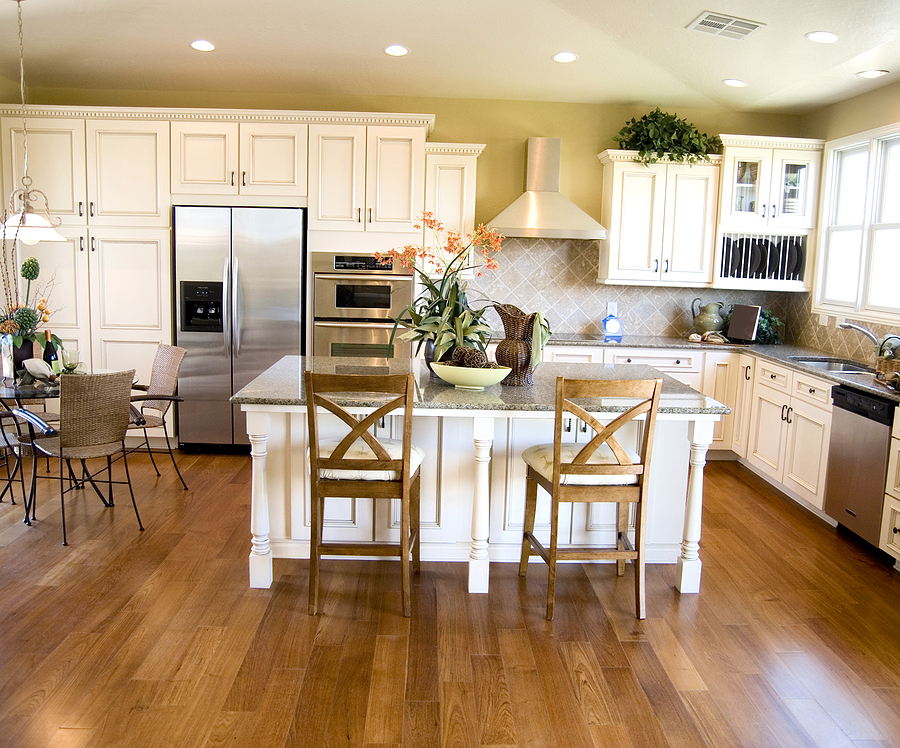 Modern kitchen with hardwood timber floor